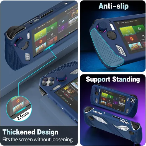 Vista 5 de Funda protectora para Rog Ally Stand, protector de accesorios de silicona, cubierta suave con 2 pares de tapas de agarre para el pulgar, soporte