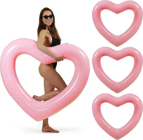 Vista 20 de LOTELI - Flotadores de piscina con forma de corazón originales para adultos, más gruesos y fuertes, flotadores inflables grandes para fiestas