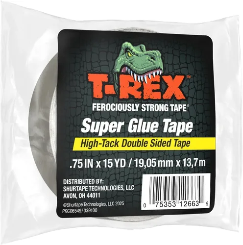 Vista 9 de T-Rex Cinta adhesiva de doble cara, 0.75 pulgadas x 15 yardas, transparente, 1 paquete (287704)