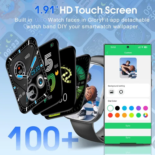 Vista 6 de Csasan Reloj inteligente para hombres y mujeres (respuesta/hacer llamadas), pantalla HD de 1.91 pulgadas, monitor de frecuencia cardíaca, Negro
