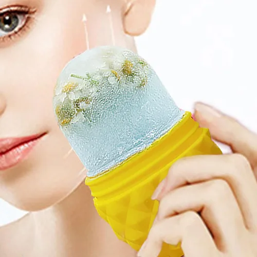 Vista 5 de Cara de rodillo de hielo, con cepillo de limpieza facial de hielo de silicona, rodillo facial de hielo, masaje facial creativo compresa de hielo