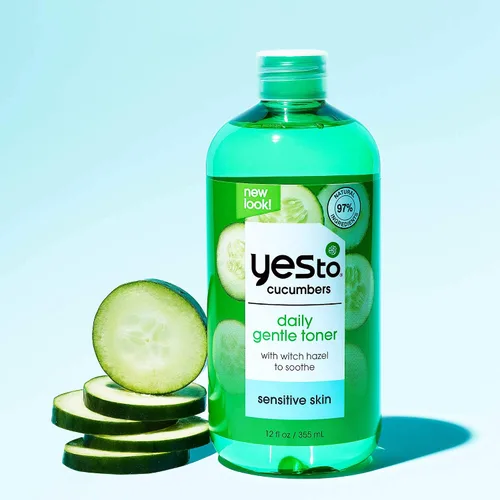 Vista 4 de Yes To Pepinos, tóner calmante + calmante de 12 onzas líquidas, piel sensible, tono equilibrado, hidrata, nutre y calma la piel hamamelis + aloe