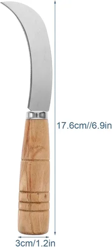 Vista 2 de Abaodam Cuchillo de piña curvado cortador de frutas de acero inoxidable mini cuchillo de hoz para cocina hogar restaurante uso