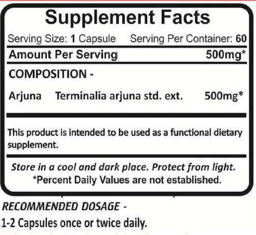 Vista 4 de Planet Ayurveda Arjuna, 500mg Cápsulas Vegetales - 2 Botellas