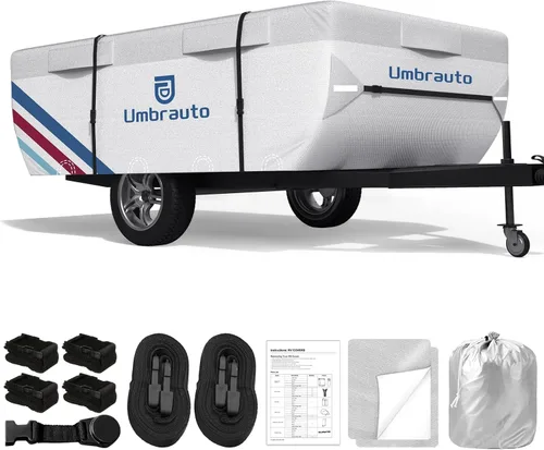 Vista 18 de Cubierta para camioneta camper para campers deslizables de 6–8 pies – Cubierta impermeable para RV Oxford 300D, con revestimiento plateado