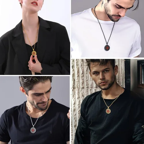 Vista 2 de PROSTEEL Stainless Steel Vintage Masonic Knight Templar Necklace for Men