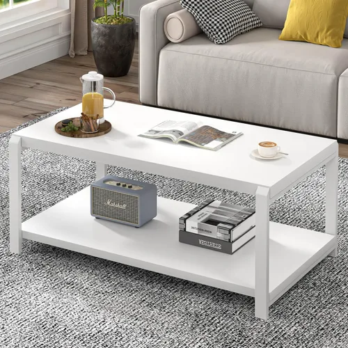 Vista 10 de EXCEFUR Mesa de café negra, mesa central moderna de madera rústica para sala de estar, mesa de té industrial rectangular de cóctel con estante