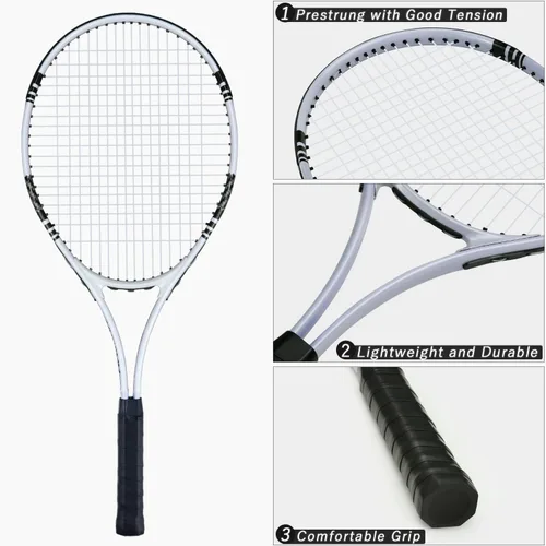 Vista 3 de UUBEMM Raquetas de tenis para 2 jugadores recreativas para adultos, raquetas de tenis ligeras para entrenamiento de estudiantes principiantes, juego