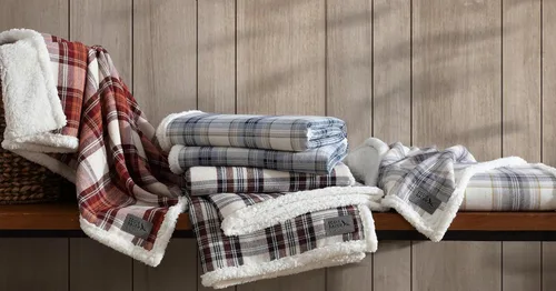 Vista 5 de Eddie Bauer - Manta, ropa de cama reversible de sherpa y forro polar cepillado súper suave, mantas de arrullo para sofá, ideal para descansar