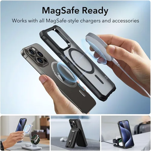 Vista 5 de ESR Funda para iPhone 15 Pro, compatible con MagSafe, protección de grado militar, esquinas de protección de aire a prueba de golpes, parte trasera