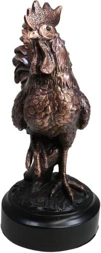 Vista 2 de Ebros Country Western - Estatua decorativa de gallina de gallo en bronce galvanizado con base Sunshine Crow Rural Barnyard Farmhouse Gallina Cocina