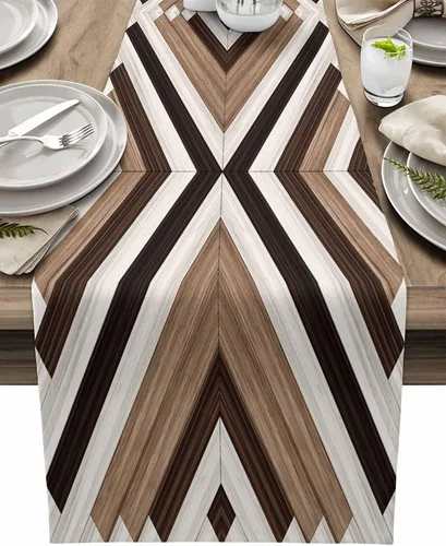 Vista 16 de Zigzi - Bufandas de mesa azules, textura de mármol a rayas grises de Zigzi, camino de mesa de comedor, decoración de mesa rectangular lavable