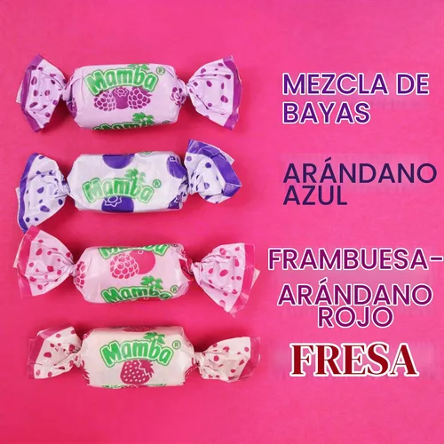 Vista 3 de Mamba Berry - Deliciosos masticables de frutas, piezas envueltas individualmente, golosinas de relleno de caramelos, 3.52 onzas (paquete de 3)