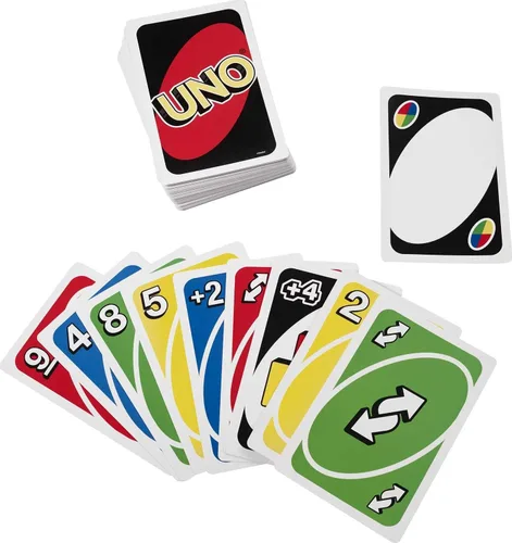 Vista 5 de Mattel Games Juego de cartas UNO gigante para niños, adultos y familias, accesible para daltónicos y con baraja grande personalizable