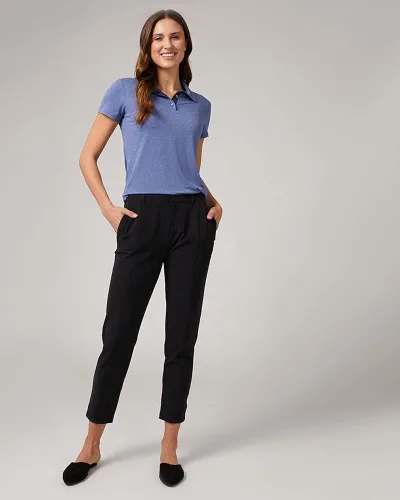 Vista 2 de 32 DEGREES Polo ajustado para mujer, absorbe la humedad, elástico en 4 direcciones, ajuste de forma, golf, tenis