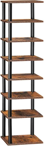 Vista 10 de HOOBRO Zapatero vertical, estante estrecho de 6 niveles, organizador de almacenamiento de zapatos para espacios pequeños, 11 pulgadas de largo x 11
