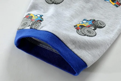 Vista 6 de Little Hand Conjunto de pijama para niño, pijamas cortas para niños pequeños, ropa de dormir de algodón con diseño de camión monstruo, ropa
