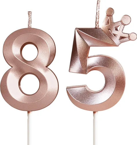 Vista 14 de Velas de cumpleaños número 10 para pastel, velas de oro rosa número 10 con corona, diseño 3D, decoración de pastel de cumpleaños para niñas
