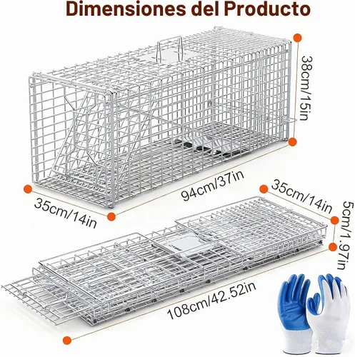 Vista 7 de Trampa grande para animales vivos, trampa plegable humana