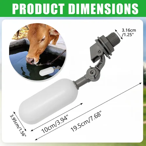 Vista 3 de Uenhoy Paquete de 2 válvulas de bola de flotador de rosca NPT de 1/2 pulgada, llenado automático de sistema de agua con brazo ajustable