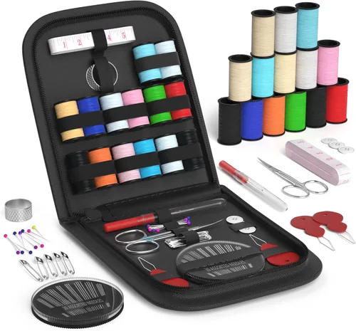Vista 10 de Coquimbo - Kit de costura para adultos, niños, principiantes, viajeros, suministros de costura portátiles, contiene cinta métrica suave, tijeras