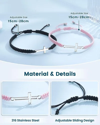 Vista 6 de VU100 Pulseras a juego para parejas Pulseras Regalos para novia novio Regalos de relación a larga distancia Pulseras a juego Regalo para aniversario