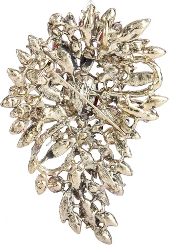 Vista 2 de Broche EVER FAITH para ramo con hojas y flores de cristal austriaco para mujer