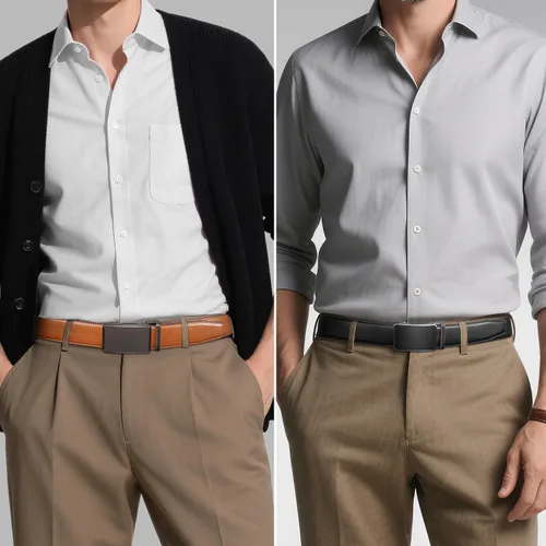 Vista 3 de Zitahli Cinturón para hombre, paquete de 2 unidades, diseño de cinturón de cuero para trabajo, negocios y pantalones de golf casuales, accesorios
