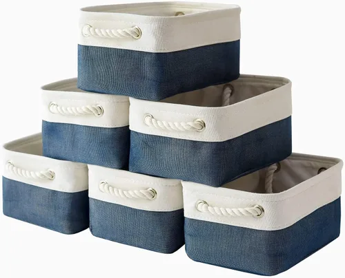 Vista 89 de TheWarmHome Contenedores de almacenamiento para estantes, tamaño mediano, 3 unidades, 13.8 pulgadas de largo x 9.8 pulgadas de ancho x 6.7 pulgadas