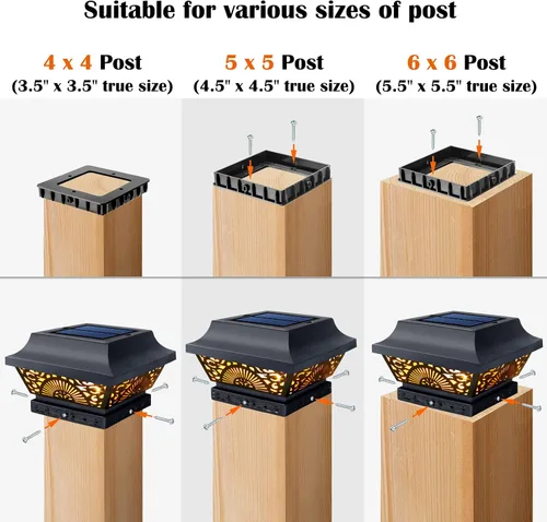 Vista 13 de DenicMic Luces solares para postes de metal impermeables para exteriores Negro
