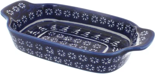 Vista 6 de Blue Rose Polish Pottery - Plato rectangular de prado campestre blanquecino, 10 x 5.25 pulgadas, hermoso plato para pan, ensalada o pasta