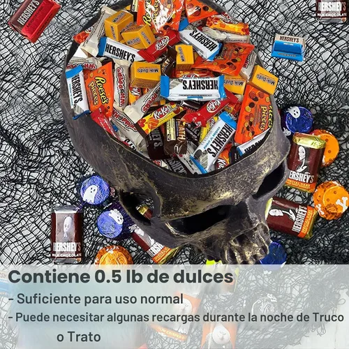 Vista 2 de GameXcel Cuenco para dulces de calavera de Halloween, plato de caramelo con cabeza de calavera profunda, decoración de esqueleto de resina
