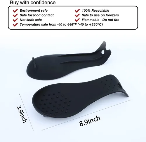 Vista 5 de MSY BIGSUNNY Soporte de cuchara de silicona para la parte superior de la estufa, soporte de cuchara resistente al calor, soporte para utensilios