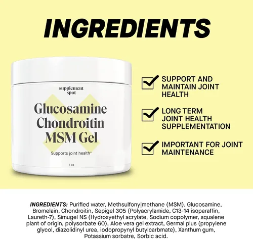 Vista 5 de Gel MSM de glucosamina condroitina (4 onzas), con glucosamina, condroitina, MSM y bromelina para apoyar la salud de las articulaciones, para mujeres
