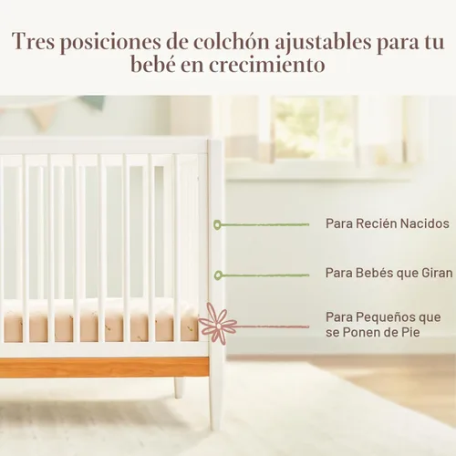 Vista 4 de Little Seeds Cuna convertible Clover 4 en 1, verde arboleda/natural