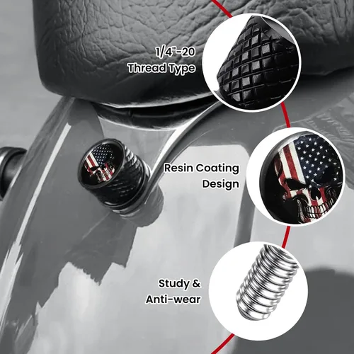 Vista 4 de Tornillo de perno de asiento de guardabarros moleteado inoxidable de 1/4 "-20 roscas compatible con Harley Sportster Dyna Softail Touring CVO Negro