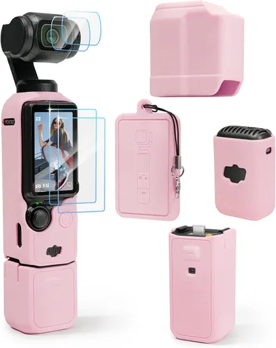 Vista 17 de Funda protectora para cámara DJI Osmo Pocket 3/Xtra Muse, funda de silicona suave con 2 protectores de pantalla y lente, accesorios de cuerpo