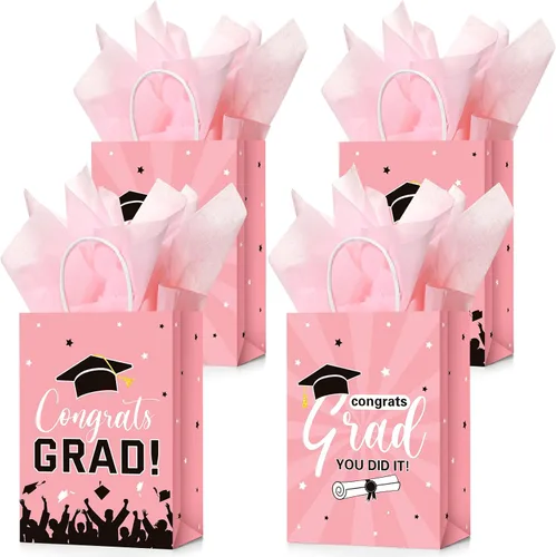 Vista 11 de Colarr 24 bolsas de regalo de graduación a granel con papel de seda clase de 2026, bolsas de regalo de fiesta de graduación con asas para escuela
