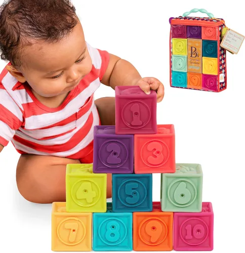Vista 11 de B. toys Elemenosqueeze - Bloques para bebé, 26 bloques de construcción