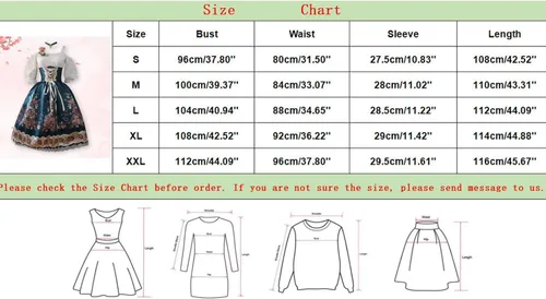 Vista 3 de eczipvz Vestido renacentista para mujer, vestido gótico de sirvienta con volantes, manga de corsé, vestido victoriano, vestido de cosplay