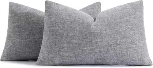 Vista 19 de decorUhome Juego de 2 fundas de almohada decorativas de felpilla otoñal de 12 x 20 pulgadas, fundas de almohada lumbares de granja neutra con Azul