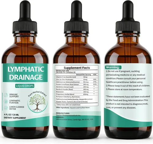 Vista 7 de Gotas de drenaje linfático, sin alcohol, 4 oz (4.1 fl oz)