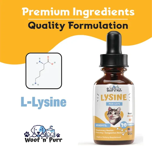 Vista 4 de Lisina para gatos – L-Lisina para gatos – Puede ayudar con la salud respiratoria, estornudos, secreción nasal y más – Alivio del resfriado