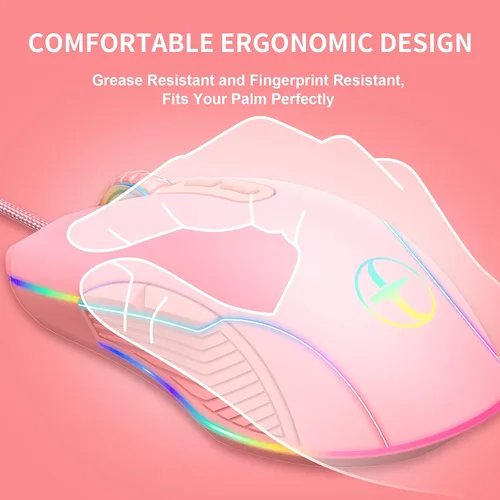 Vista 6 de IULONEE Mouse tipo C, mouse USB C con cable para juegos, ergonómico 4 RGB retroiluminación 3200 DPI compatible