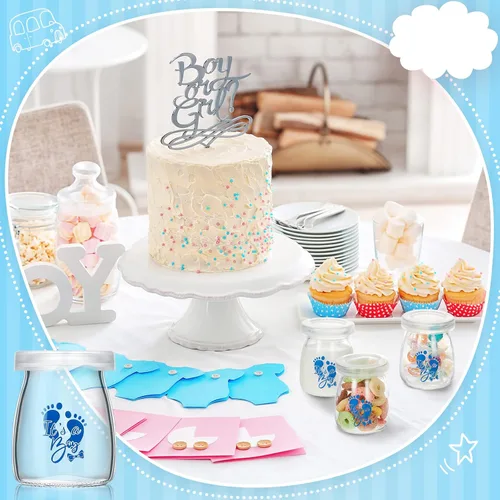 Vista 6 de Tanlade 1 pieza de recuerdos de baby shower para invitados, mini botellas de leche de vidrio con tapas, regalos de fiesta de baby shower