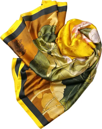 Vista 3 de Shanlin Bufandas largas de satén floral para mujer en caja de regalo
