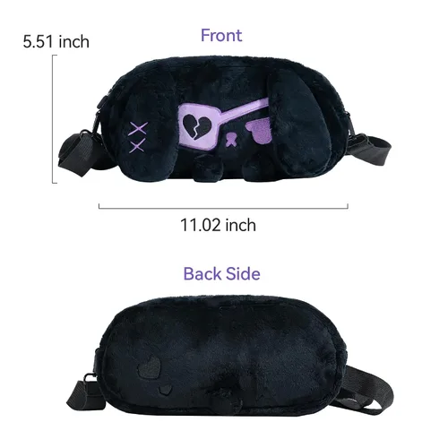 Vista 5 de GeekShare Cute Plush Switch Carrying Case Crossbody Bag Compatible with Nintendo SwitchOLED Model, Portable Travel Carrying Case - Dark Plush Bunny
