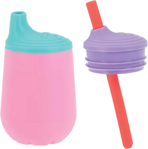 Vista 9 de Nuby First Training Cup Set - Juego de vasos de silicona con boquilla y pajita, 4 onzas, más de 6 meses, color azul