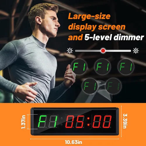 Vista 7 de Reloj temporizador de gimnasio mejorado para Tabata/FBG/EMOM – Gran intervalo digital de entrenamiento para entusiastas del fitness, cuenta
