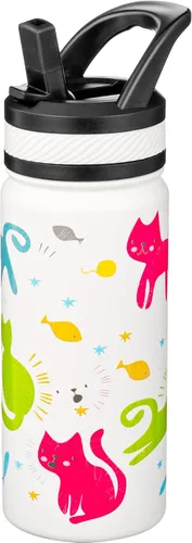 Vista 16 de Fanhaw Botella de Agua Aislada para Niños de 18 Oz con Tapa de Pajita – Acero Inoxidable de Doble Pared al Vacío, A Prueba de Fugas, Botellas